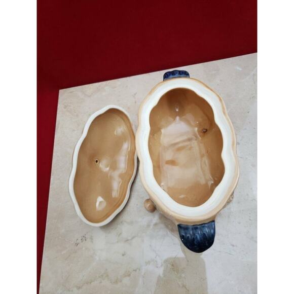 Katherine's Collection Handpainted In Thailand Blue Flower Candy Dish with Lid - Picture 6 of 7